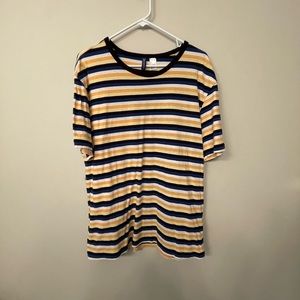 Divided Mens L Large Striped Casual Tee Shirt Blue Orange